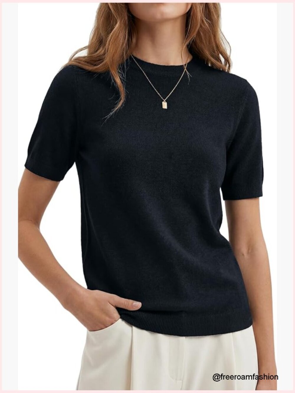 Cashmere Wool Lightweight Short Sleeve Pullover Sweater Business Casual